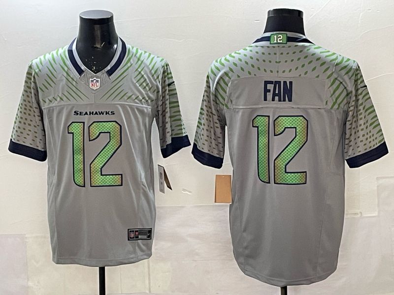 Men 2025 Seattle Seahawks #12 Fan grey 5th generation Throwback Nike Limited NFL Jersey style 05->seattle seahawks->NFL Jersey